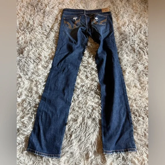 Like new Hollister boot cut flare dark wash distressed denim - Picture 4 of 4